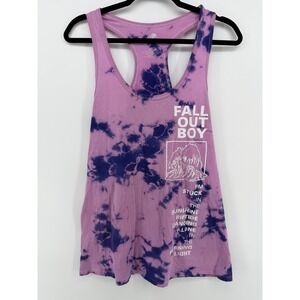 Fall Out Boy Tank Top Womens Large Purple Blue Tie Dye Racerback Band Graphic